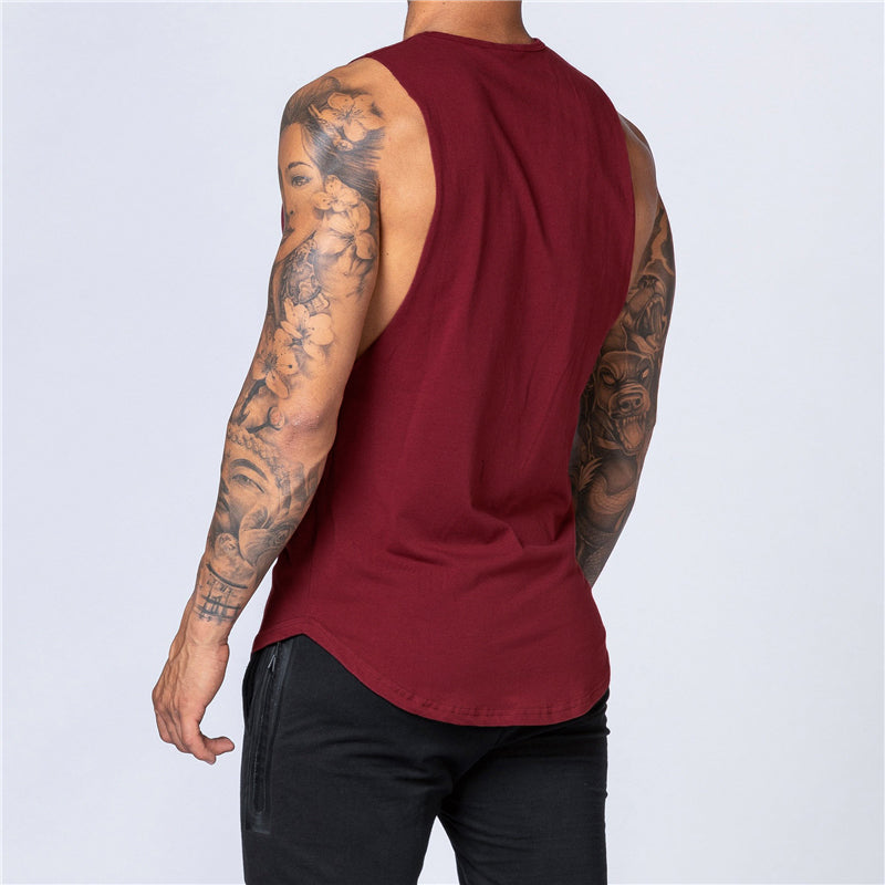 Men's Gym Clothing Summer Fitness Cotton Tank Top Men Jogging Bodybuilding Sleeveless Shirt Breathable O-Neck Casual Muscle Vest