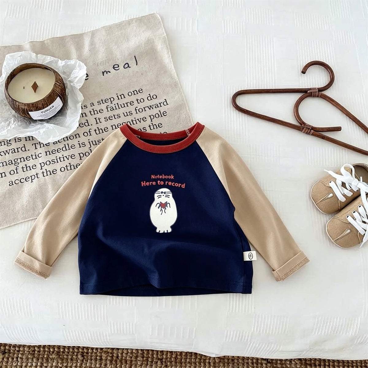 1-7 Age Children' Clothes Fashion New Style Kids Long Sleeve Tees Tops Loose Casual Baby Girl Boy Base Shirt Blouse Round Collar