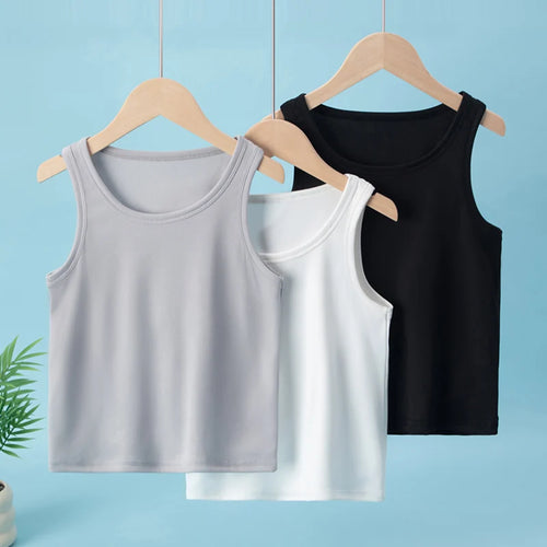 3-Pcs Children's Solid Color Classic Combination Vest Boy Casual Sports Bottoming Shirt Girl Soft And Comfortable Joker T-shirt
