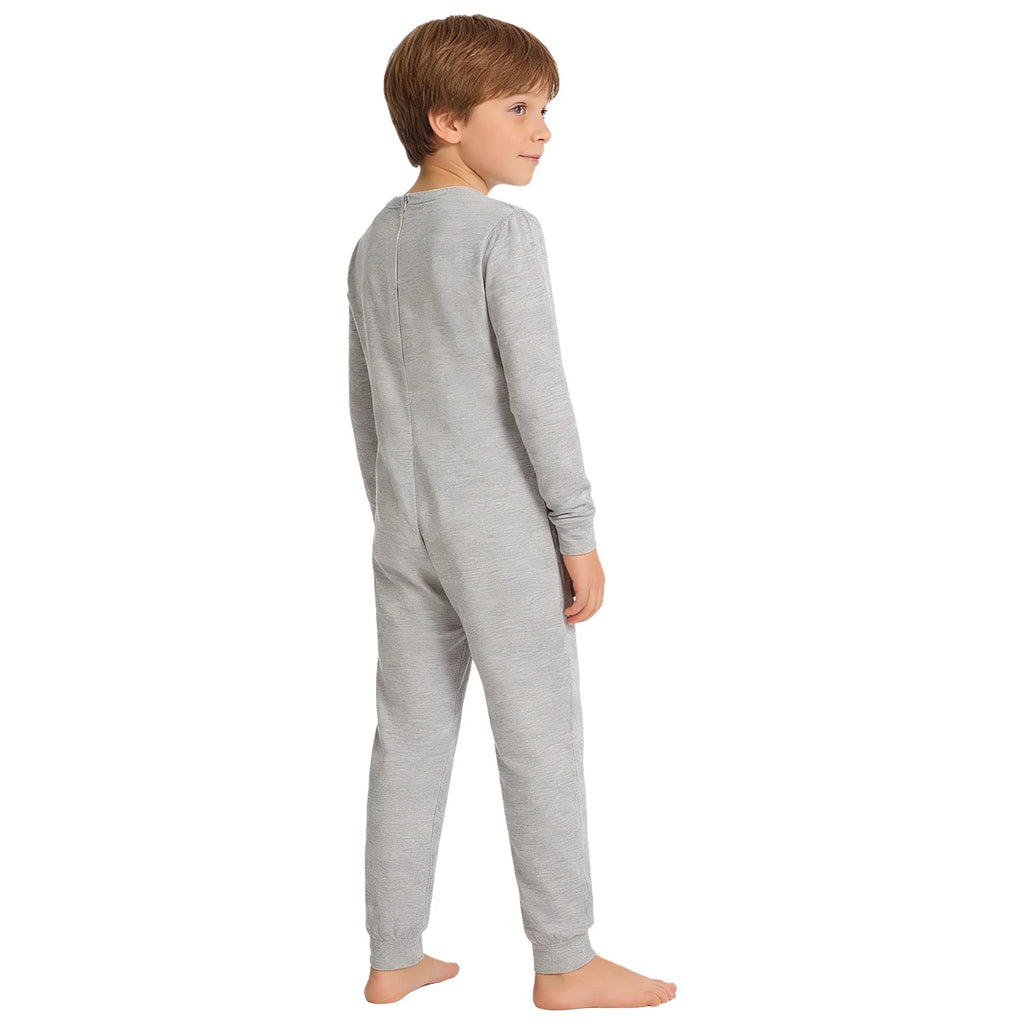 Kids Boys Girls Special Needs Adaptive Clothing Solid Color Round Neck Long Sleeve Jumpsuit Casual Basic Back Zipper Rompers
