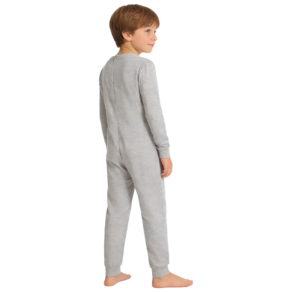 Kids Boys Girls Special Needs Adaptive Clothing Solid Color Round Neck Long Sleeve Jumpsuit Casual Basic Back Zipper Rompers