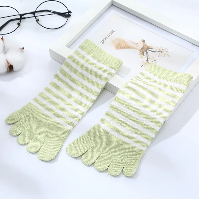 5 Pairs Children Kids Socks Thin Striped Cotton Five Finger for 4-12Y Boys Girls Casual Sports Breathable Five-toe Clothes Stuff