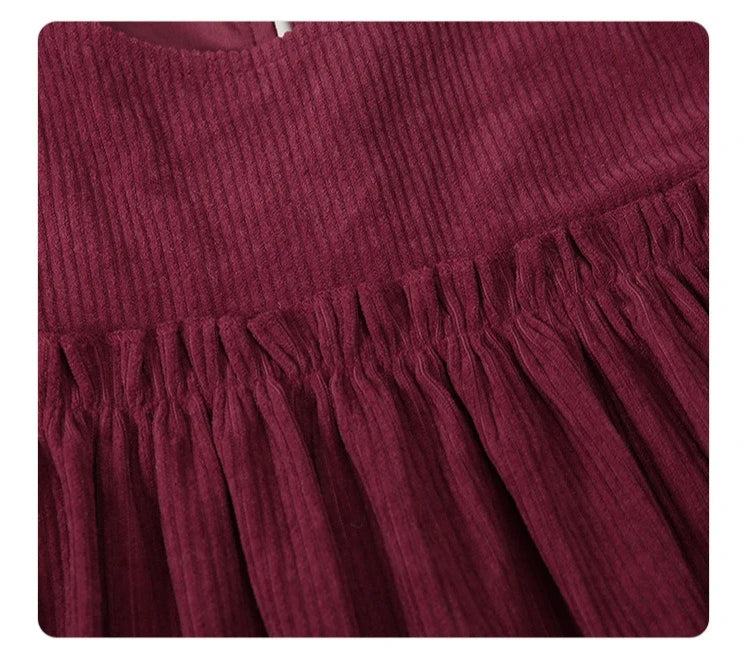 Children Clothing 2025 Autumn and Winter New Corduroy Long Sleeved Girls Baby Round Neck Lace Sleeves Cute Dress