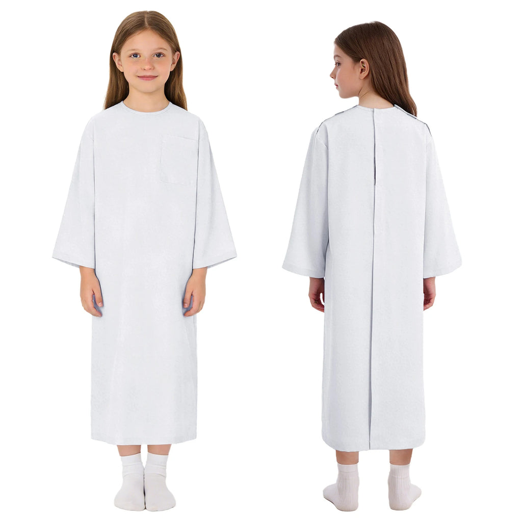 Children Pediatric Hospital Gown Long Sleeve Full Open Tear Away Adaptive Dress Special Needs Boys Girls Medical Patient Nursing