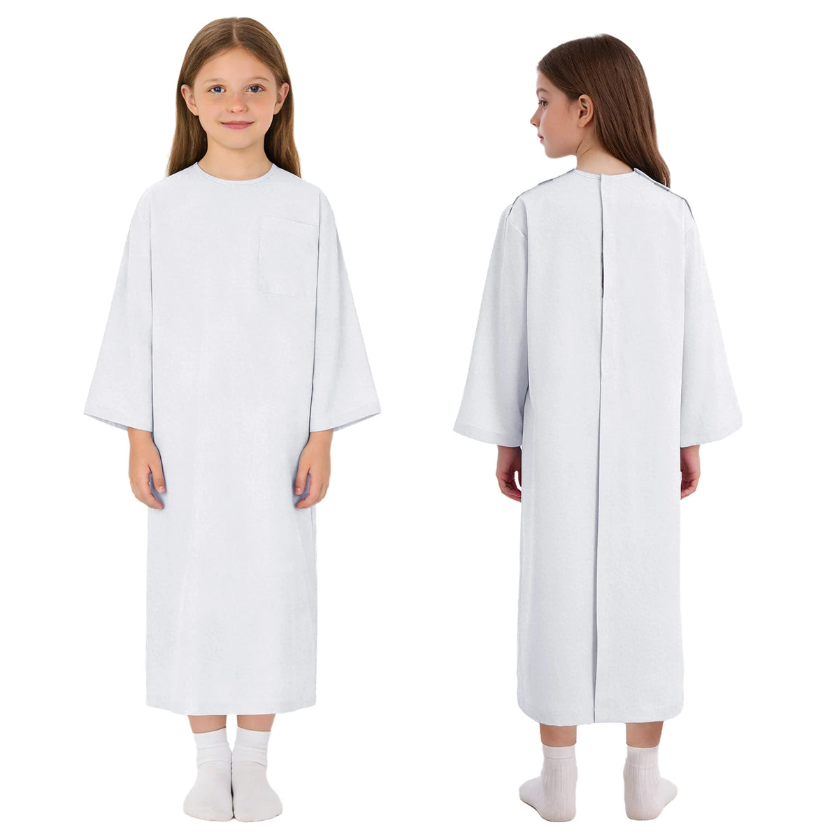Children Pediatric Hospital Gown Long Sleeve Full Open Tear Away Adaptive Dress Special Needs Boys Girls Medical Patient Nursing