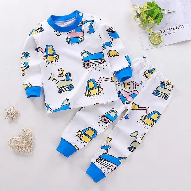New Children Pure Cotton Underwear Suits Boys Girls Autumn Clothing Autumn Pants Toddler Cartoon Suits Bay Cute Home Clothing