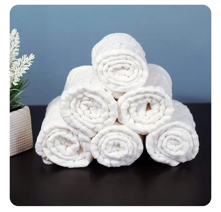 Cotton Baby Burp Cloths 6 Layer Muslin Towel Washcloths Absorbent Soft Gauze Facecloth Saliva Towel Feeding Baby Stuff