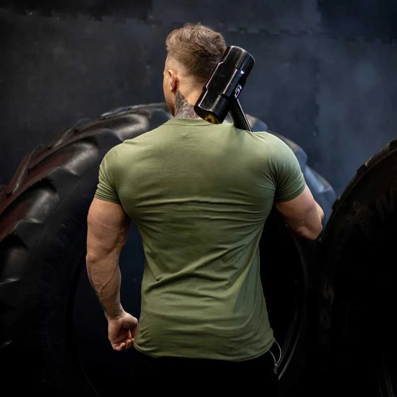 Men's Gym Fitness Clothing Man Cotton Sports Short Sleeve T-shirt Running Training Slim Printed Shirt Sweatshirt Casual Tops