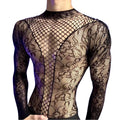 Men's Christmas Bodysuits Male Long Sleeved Uniforms Autumn Winter Underwear Fetish Breathable Gentlemen Mesh Clothes White Red