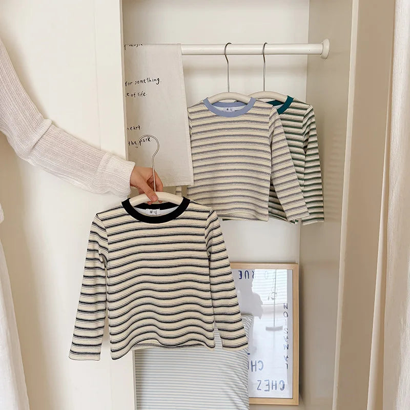 Children's Clothes Girls Tops Boys Clothing For Autumn Spring Striped Long Sleeve T-shirt