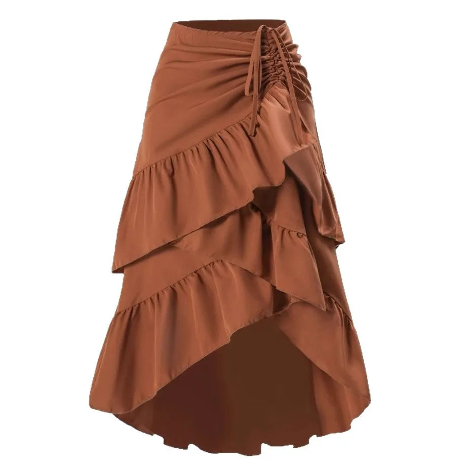Women's Clothing 2025 Summer New High Waisted Patchwork Slimming Half Skirt with Ruffled Hem Hem