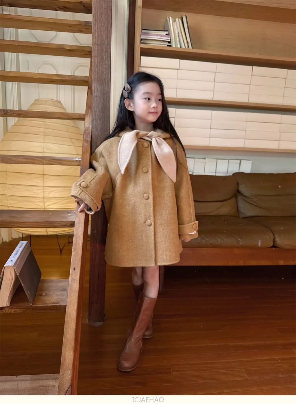 Teen Girl Clothes 2025 Children Wool Double Faced Girls Coat Clothes Kids Herringbone Outerwear Costumes Hooded Cape Handmade
