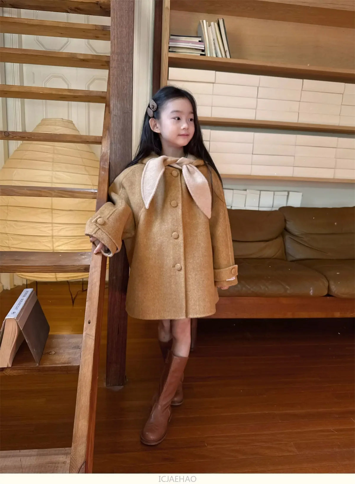 Teen Girl Clothes 2025 Children Wool Double Faced Girls Coat Clothes Kids Herringbone Outerwear Costumes Hooded Cape Handmade