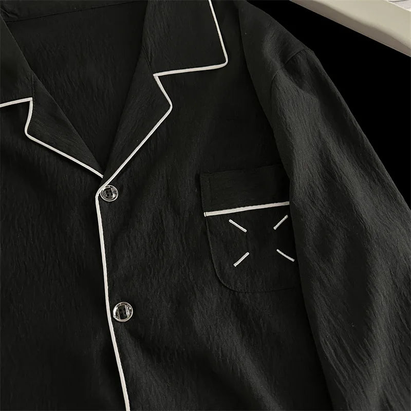Men's Pajama Sets Casual Autumn Winter Sleepwear Long Sleeve Lapel Top Trousers Suit Male Home Wear Clothing Sleep Pijama Mujer