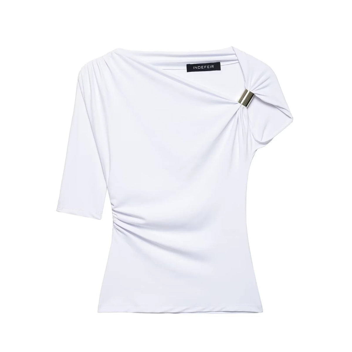 Women's Clothing 2026 Early Spring New Multi Color Sloping Shoulder Off Shoulder Design Side Top