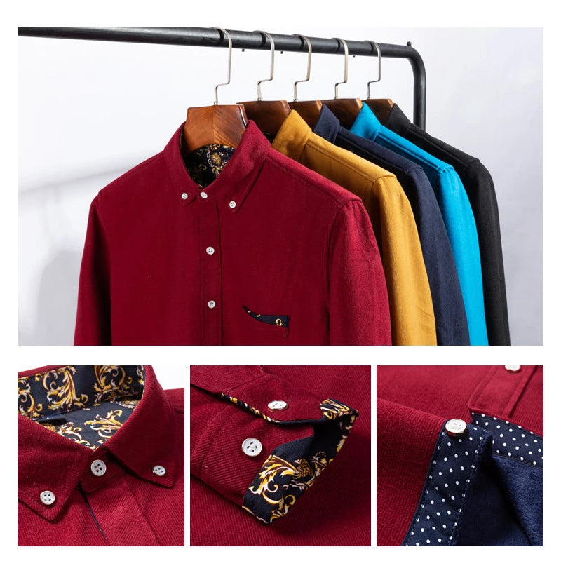 Mens Clothing Shirt For Men Long Sleeve Casual Shirt Winter Camisas Blouse Men's Streetwear Autumn Streetdress Thick Hombre