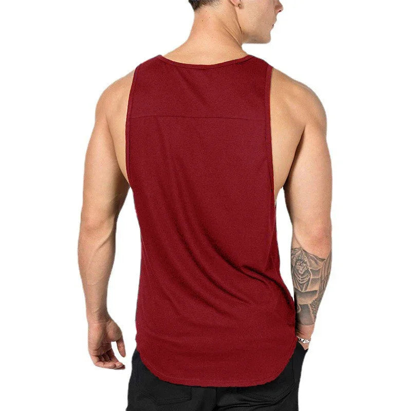 Mens Casual Training Muscle Clothing Gym Bodybuilding Fitness Tank Tops Summer Running Vests Cotton Breathable Sleeveless Shirts