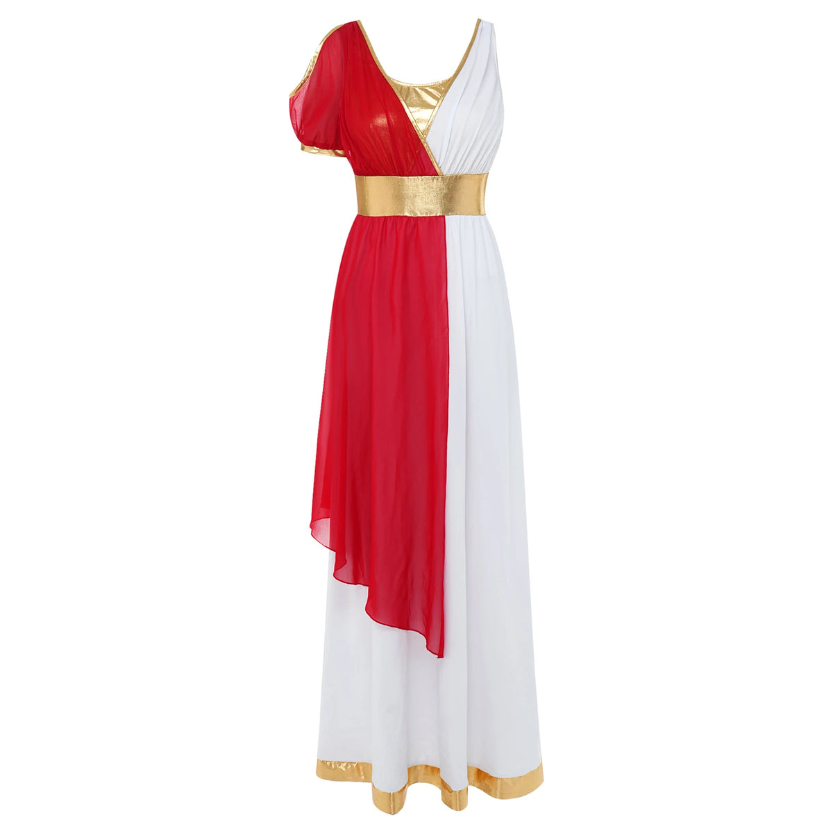 Women Ancient Greek Worship Prayer Tunic Dress Mythology Cosplay Outfit Cold Shoulder Short Sleeve Toga Dress Myths Clothes