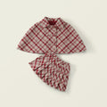 Fashion Children's Clothing Sets 2025 Autumn and Winter New Red Plaid Woolen Suit Girls' Thick Cloak Jacket+ Pleated Skirt