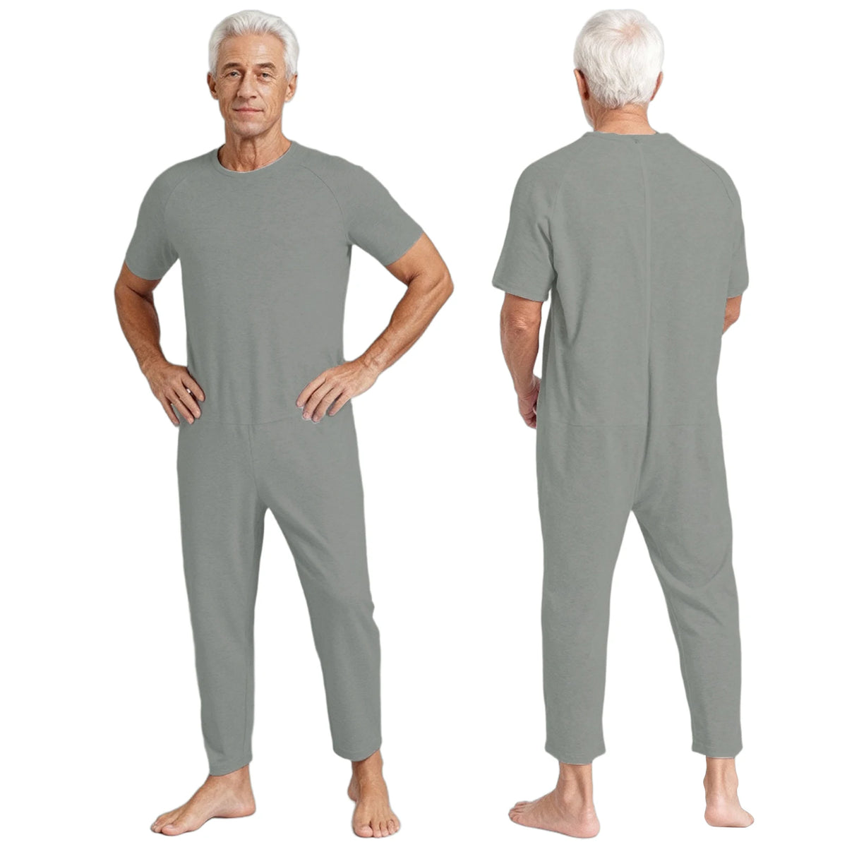 Adult Special Needs Adaptive Clothing Long Short Sleeve Zipper Anti-Strip Jumpsuit Sleepwear for Disabilities Alzheimer Patient