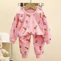 Kids Boys Girls Pure Cotton Warm Pajamas Cute Cartoon Long Sleeve T-Shirt + Pants Toddler Baby Autumn Underwear Clothing Sets