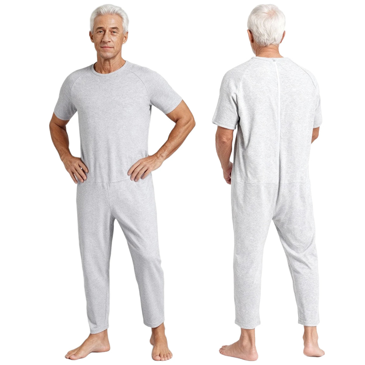 Adult Special Needs Adaptive Clothing Long Short Sleeve Zipper Anti-Strip Jumpsuit Sleepwear for Disabilities Alzheimer Patient