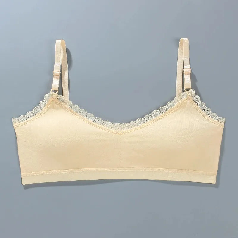 1 PCS Girls Lace Bras Children Breathable Underwear Kids Tube Tops Soft Cotton-padded Teens Youth Girls Washable BRAS Camisoles