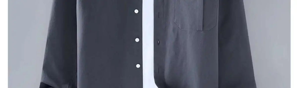 Men's Clothing Trend Simple Casual Pocket All Match Button Up Shirt Spring Autumn Solid Long Sleeve Loose Tops Camisas De Hombre