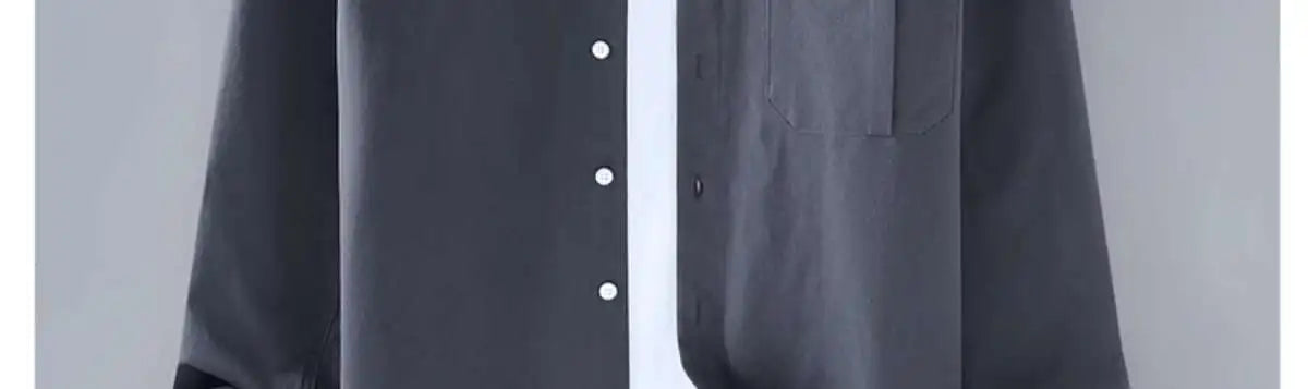 Men's Clothing Trend Simple Casual Pocket All Match Button Up Shirt Spring Autumn Solid Long Sleeve Loose Tops Camisas De Hombre