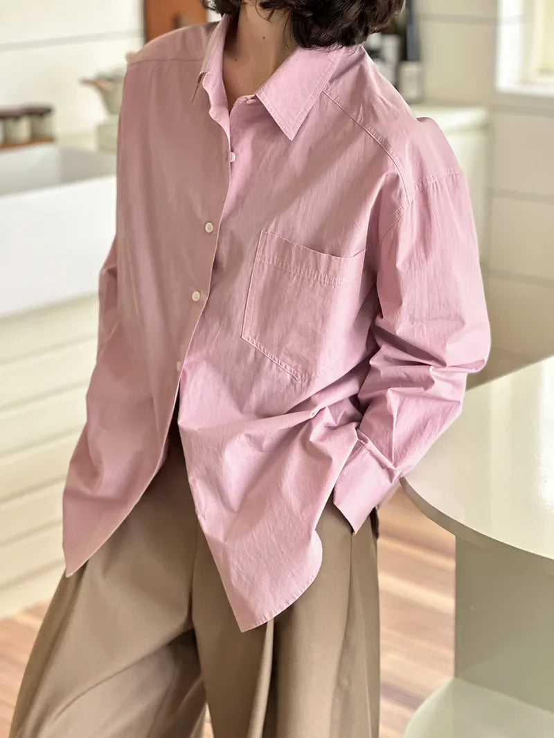 2026 Womens Tops And Blouses Fashion Pink White Shirts Blusas Roupa Women Spring Long Sleeve 100% Cotton Blouses Top Feminina
