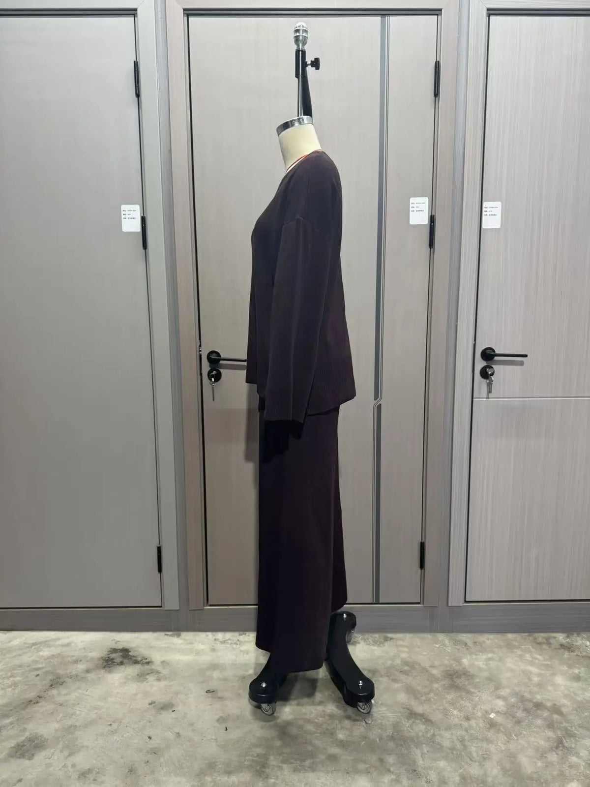 Women's Clothing 2025 Autumn New Solid Color Round Neck Fashion Casual Wide Leg Pants Sweater Suit Female