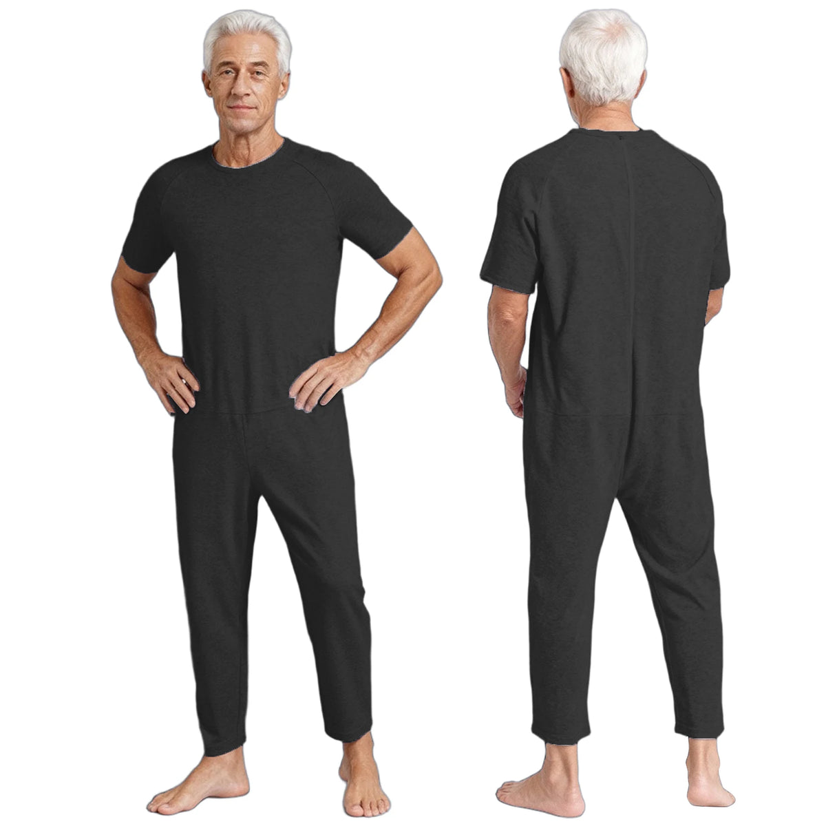 Adult Special Needs Adaptive Clothing Long Short Sleeve Zipper Anti-Strip Jumpsuit Sleepwear for Disabilities Alzheimer Patient