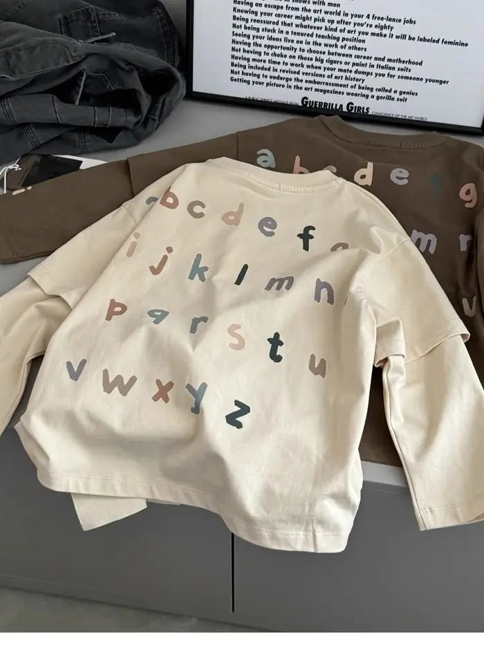 Children's Clothing Boys' Long Sleeved T-Shirt Spring and Autumn Children's Cotton Casual Base Top