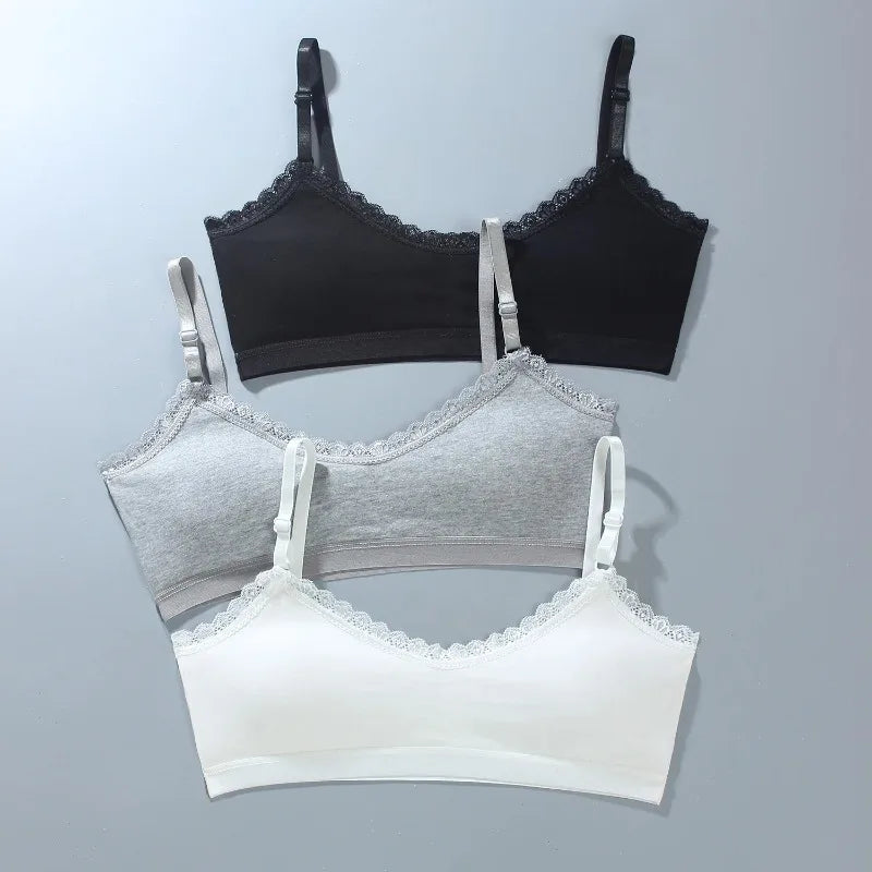 1 PCS Girls Lace Bras Children Breathable Underwear Kids Tube Tops Soft Cotton-padded Teens Youth Girls Washable BRAS Camisoles
