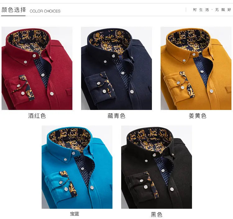 Mens Clothing Shirt For Men Long Sleeve Casual Shirt Winter Camisas Blouse Men's Streetwear Autumn Streetdress Thick Hombre