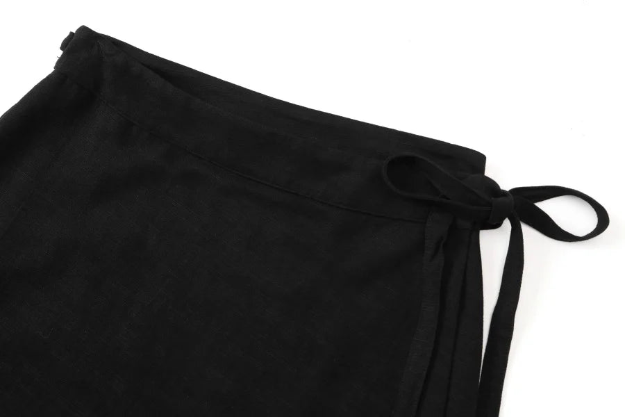AS 2025 spring summer woman  linen one pieces  wrap skirts adjustable waist 2cm skirt high quality linen lady wear