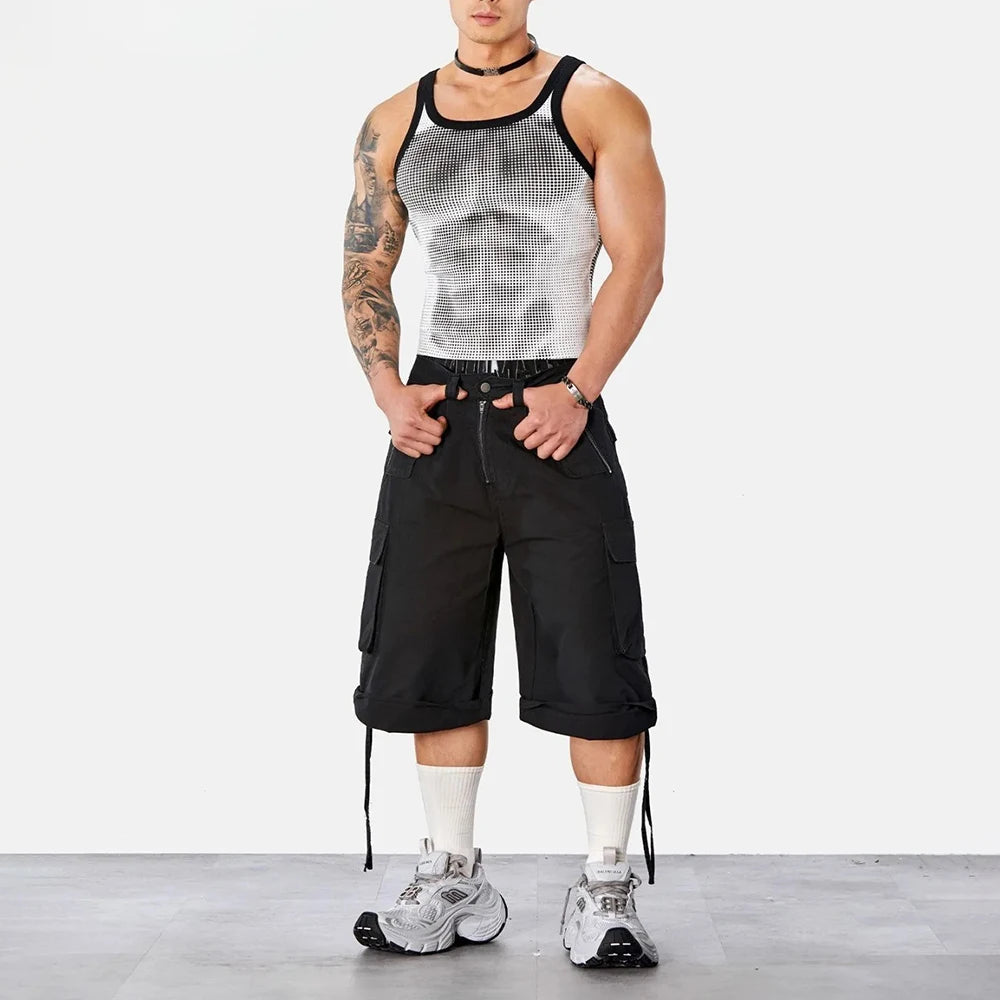 Mens Muscle Print Sports Vest Summer Streetwear Fashion Youth Gym Fit Niche Slim Fit Retro Tank Top Men'S Clothing 2026 New