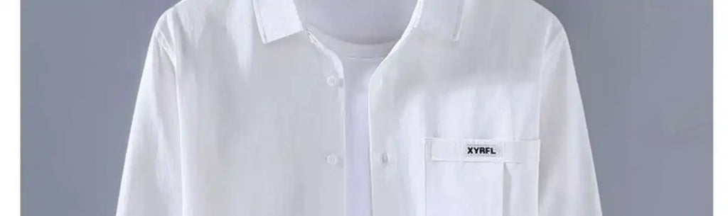 Men's Clothing Trend Simple Casual Pocket All Match Button Up Shirt Spring Autumn Solid Long Sleeve Loose Tops Camisas De Hombre