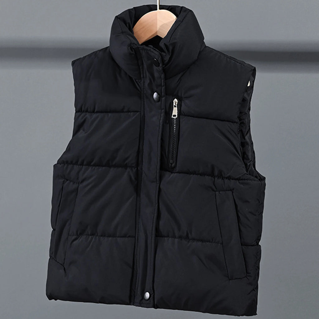 Children's Down Cotton Jacket,Girls Winter Vest,Warm Sleeveless Fleece Boys Waistcoat,Stand Collar Toddlers Quilted Coat