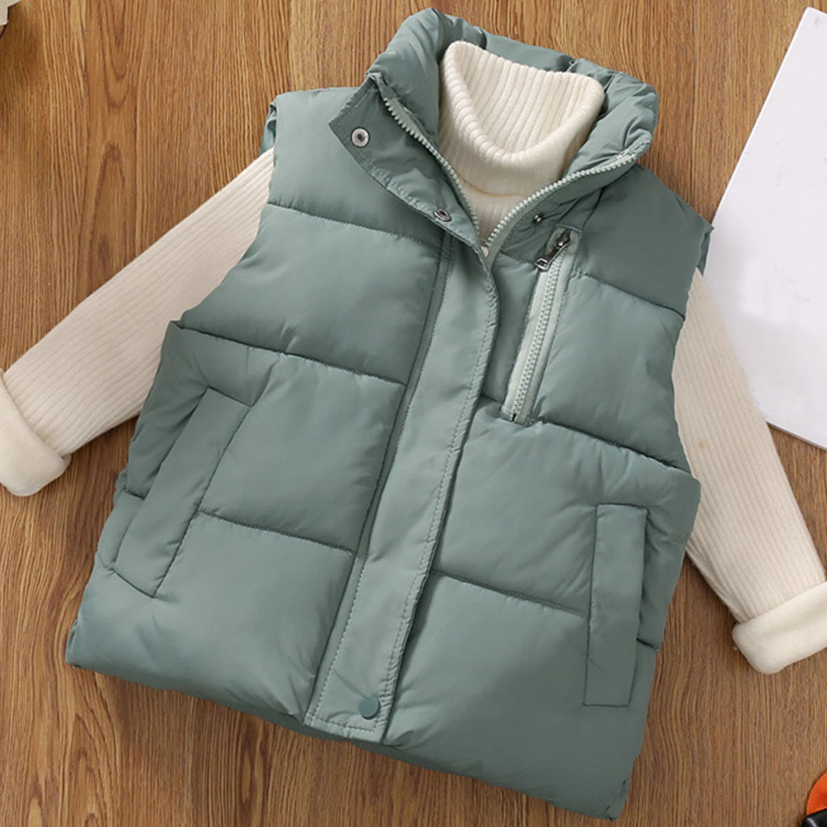 Children's Down Cotton Jacket,Girls Winter Vest,Warm Sleeveless Fleece Boys Waistcoat,Stand Collar Toddlers Quilted Coat