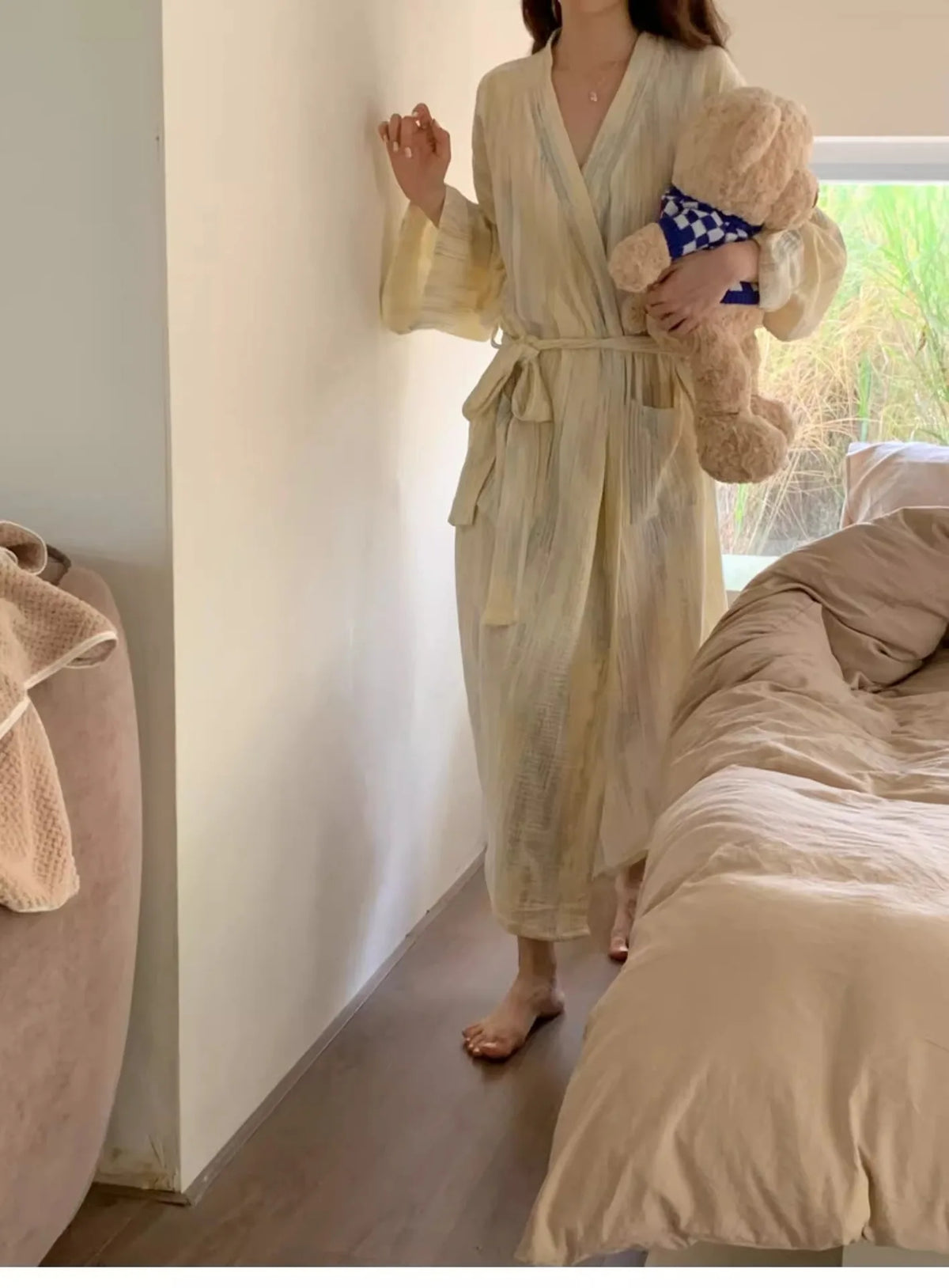 New Women Long Bathrobe Breathable Casual Wear Spring Autumn Loose Pajamas Girls Ladies Teen Casual LoungeWear Woman Nightdress