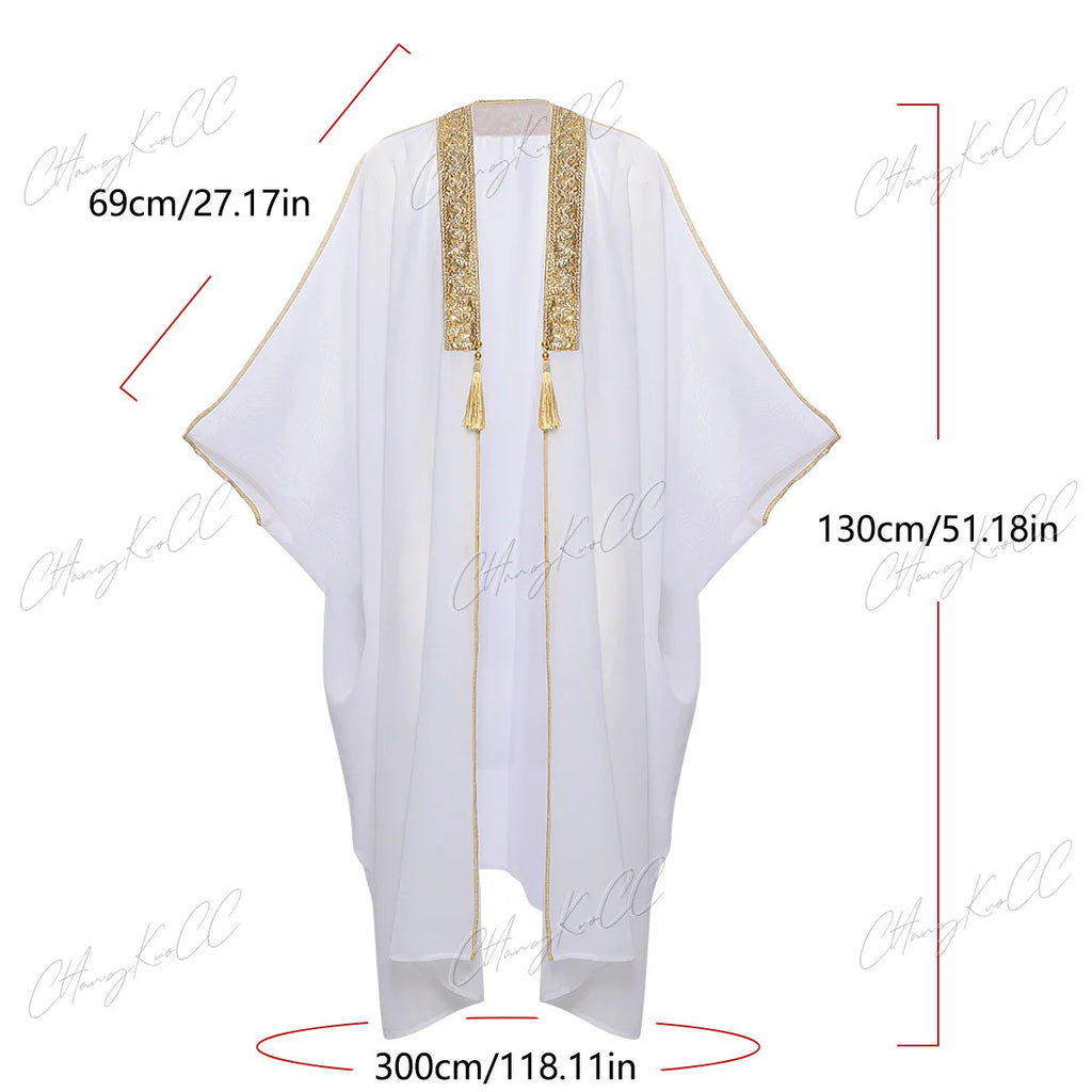 Mens Tops Muslim Middle Eastern Islamic Arabic Clothing Loose Striped Long Sleeve Full Length Halloween Cosplay Robe