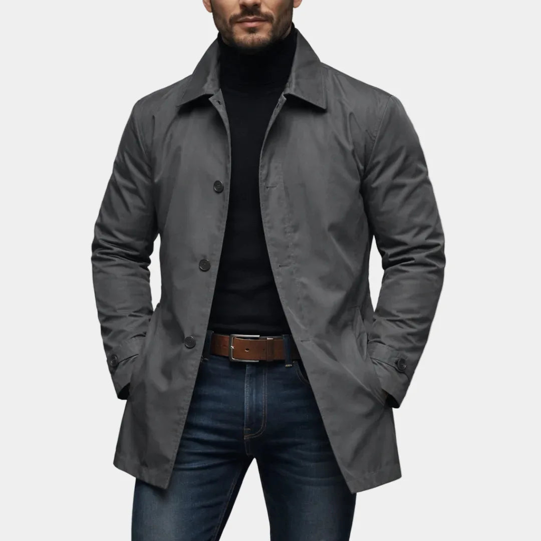Men's Jacket High-end Casual Jacket Retro Waterproof Long-sleeved Cardigan Trench Coat Men's Clothing