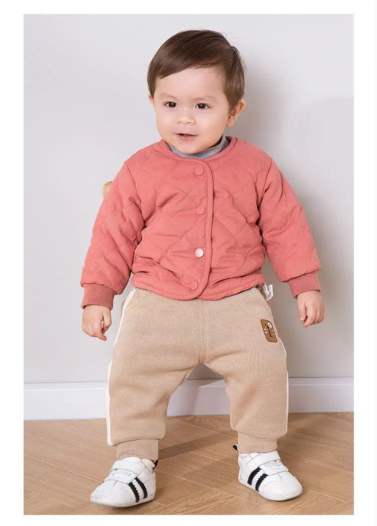 flocking cotton-padded clothes boy baby coat thickening cotton-padded jacket of the girls baby winter clothes the  2023 children