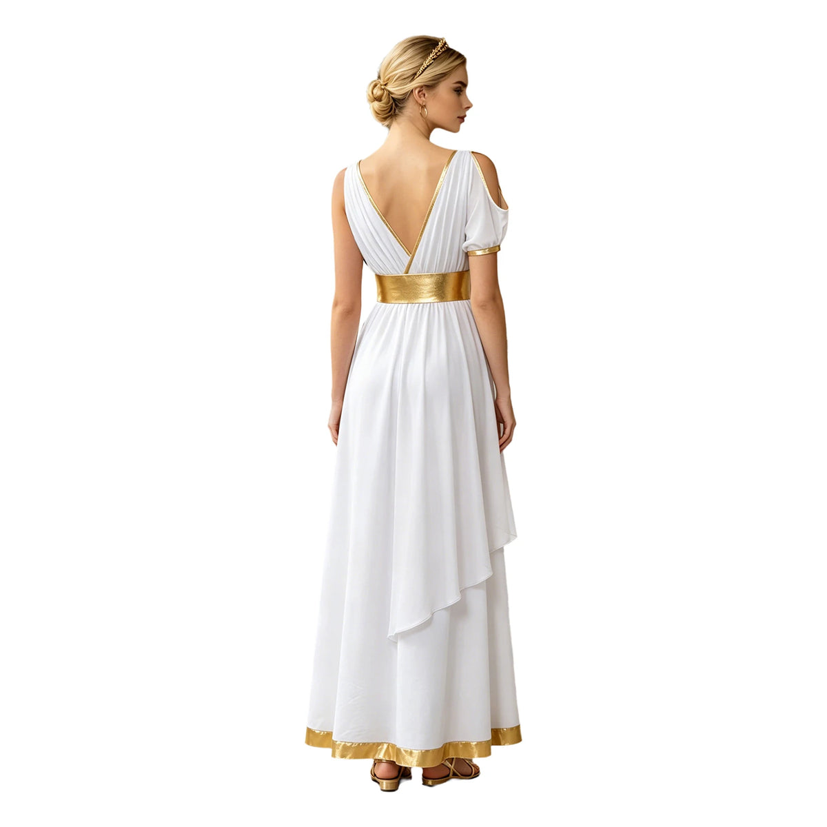 Women Ancient Greek Worship Prayer Tunic Dress Mythology Cosplay Outfit Cold Shoulder Short Sleeve Toga Dress Myths Clothes