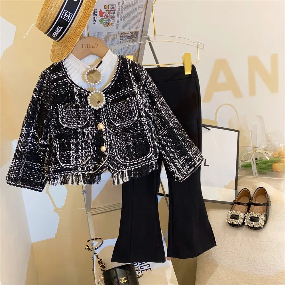 Children's Clothing Sets Woven Coat + Bell-bottom Pants 2pcs Toddler Girl Clothes Baby Girl Outfit Set Kids Boutique Clothes