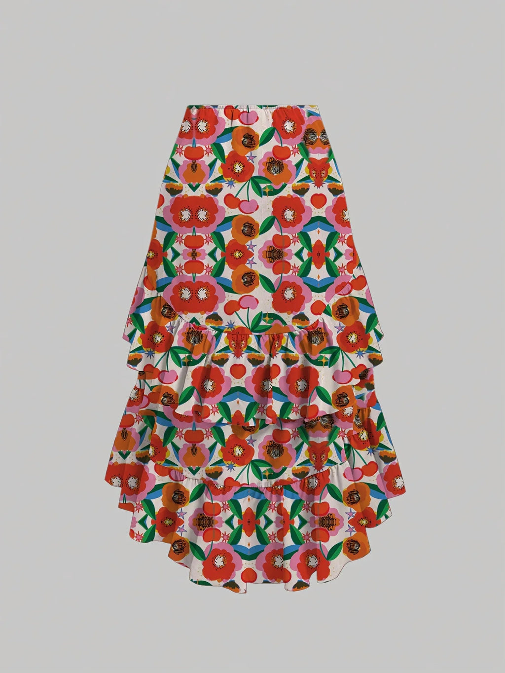 Women's Clothing 2025 Summer New High Waisted Patchwork Slimming Half Skirt with Ruffled Hem Hem