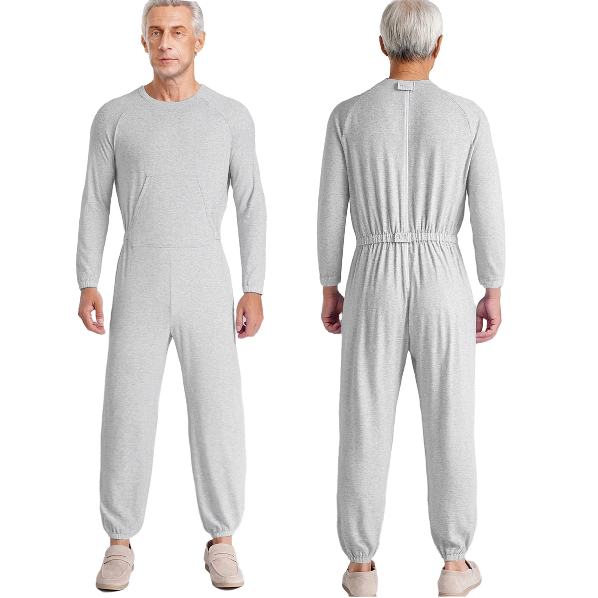 Adult Special Needs Adaptive Clothing Long Short Sleeve Zipper Anti-Strip Jumpsuit Sleepwear for Disabilities Alzheimer Patient