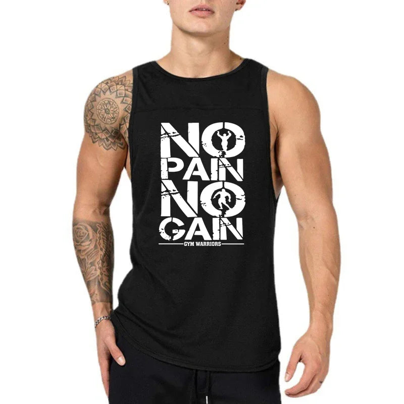 Mens Casual Training Muscle Clothing Gym Bodybuilding Fitness Tank Tops Summer Running Vests Cotton Breathable Sleeveless Shirts