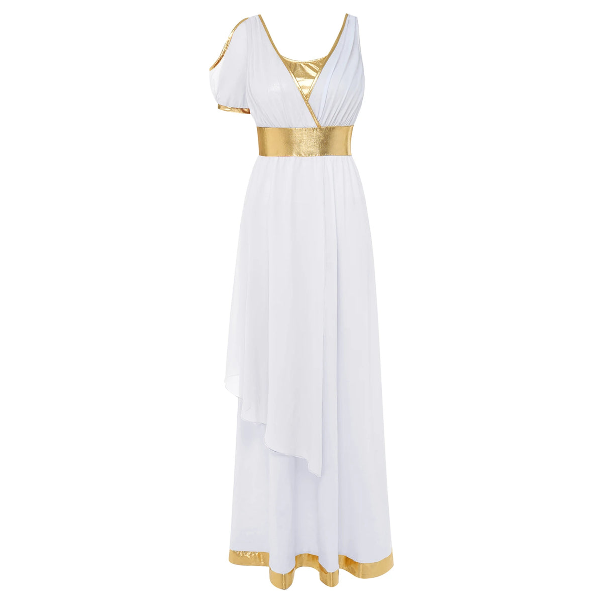 Women Ancient Greek Worship Prayer Tunic Dress Mythology Cosplay Outfit Cold Shoulder Short Sleeve Toga Dress Myths Clothes